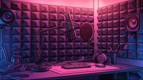 a podcast recording studio with soundproofing